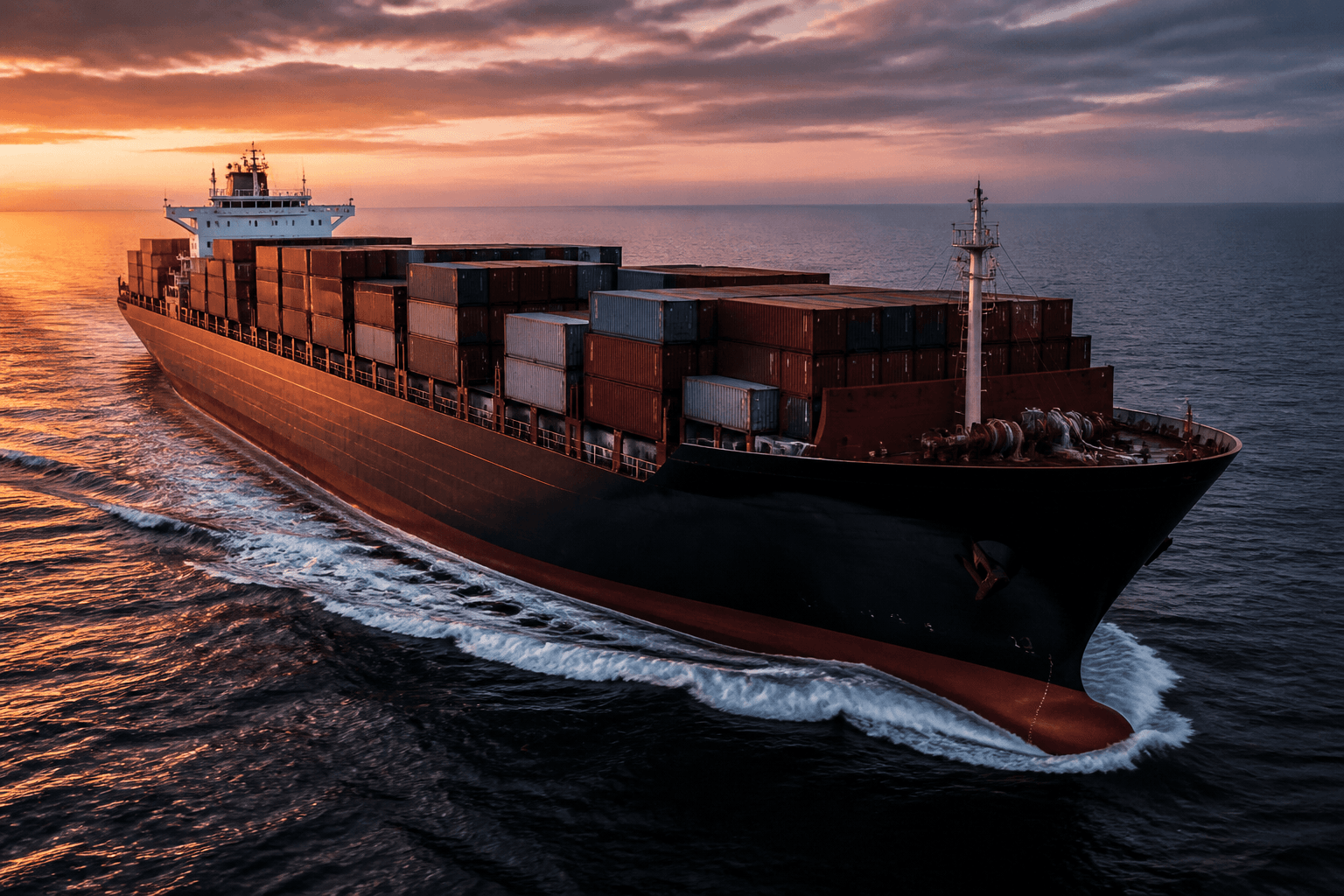 Bulk carrier vessel underway on open ocean